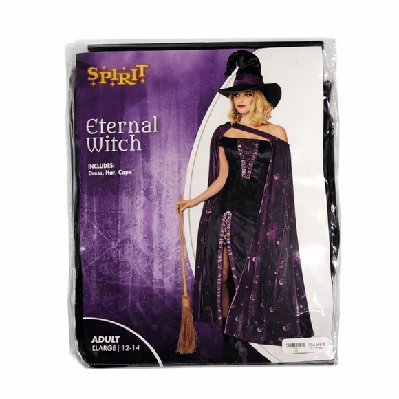 Spirit Halloween Eternal Witch Costume Adult Large 12/14 – Dress Hat Cape - Picture 3 of 4